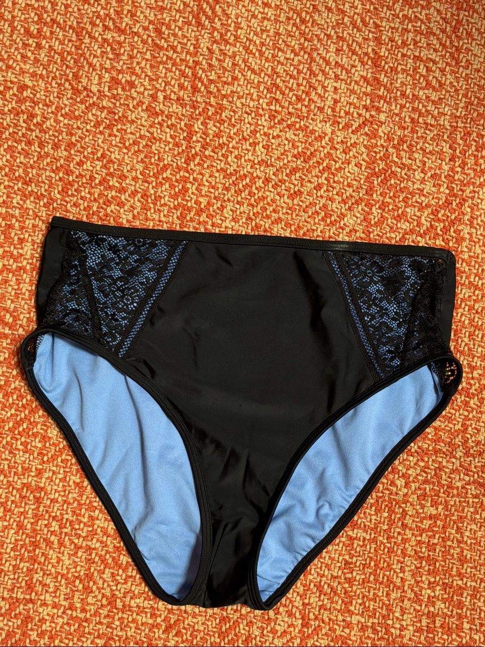 Lacy Black and Lilac High Waist Bikini Bottoms Large